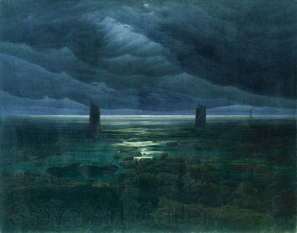 Caspar David Friedrich Seashore by Moonlight Germany oil painting art